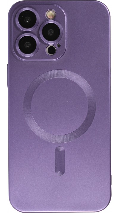 Coque iPhone 15 Pro Max - Gel souple avec vitre de protection caméra MagSafe - Violet