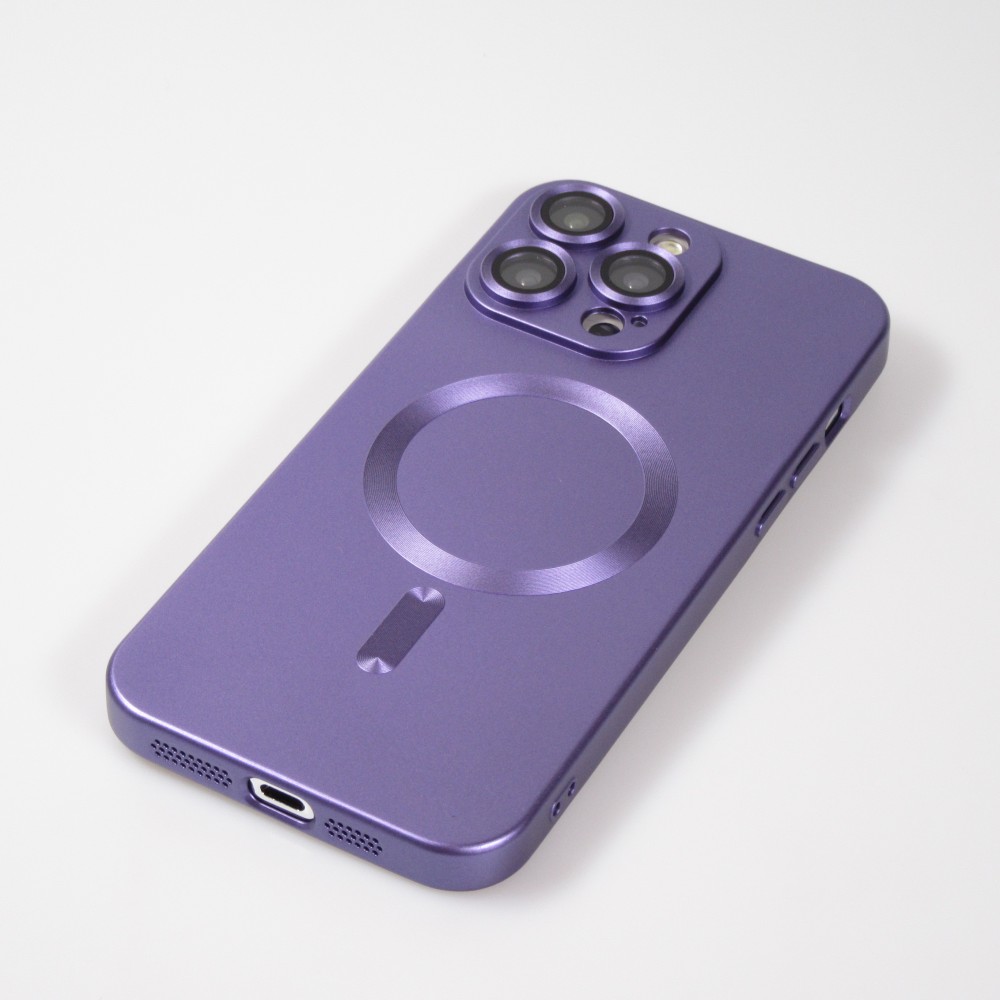 Coque iPhone 15 Pro - Gel souple avec vitre de protection caméra MagSafe - Violet