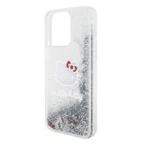 Coque iPhone 15 Pro - Hello Kitty gel rigide avec paillettes/glitters liquides - Transparent