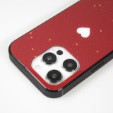 Coque iPhone 15 Pro Max - Silicone Glossy lumière LED intégrée avec port USB-C - Shiny Heart - Rouge
