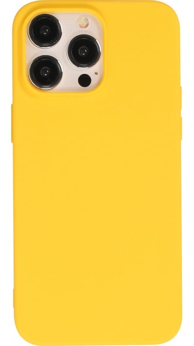 Coque iPhone 15 Pro Max - Silicone Mat jaune