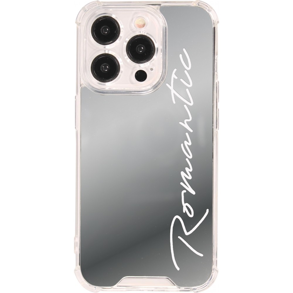 Coque iPhone 15 Pro Max - Silicone Miroir Romantic - Argent