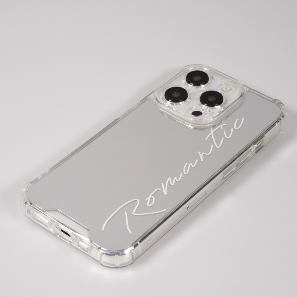 Coque iPhone 15 Pro Max - Silicone Miroir Romantic - Argent
