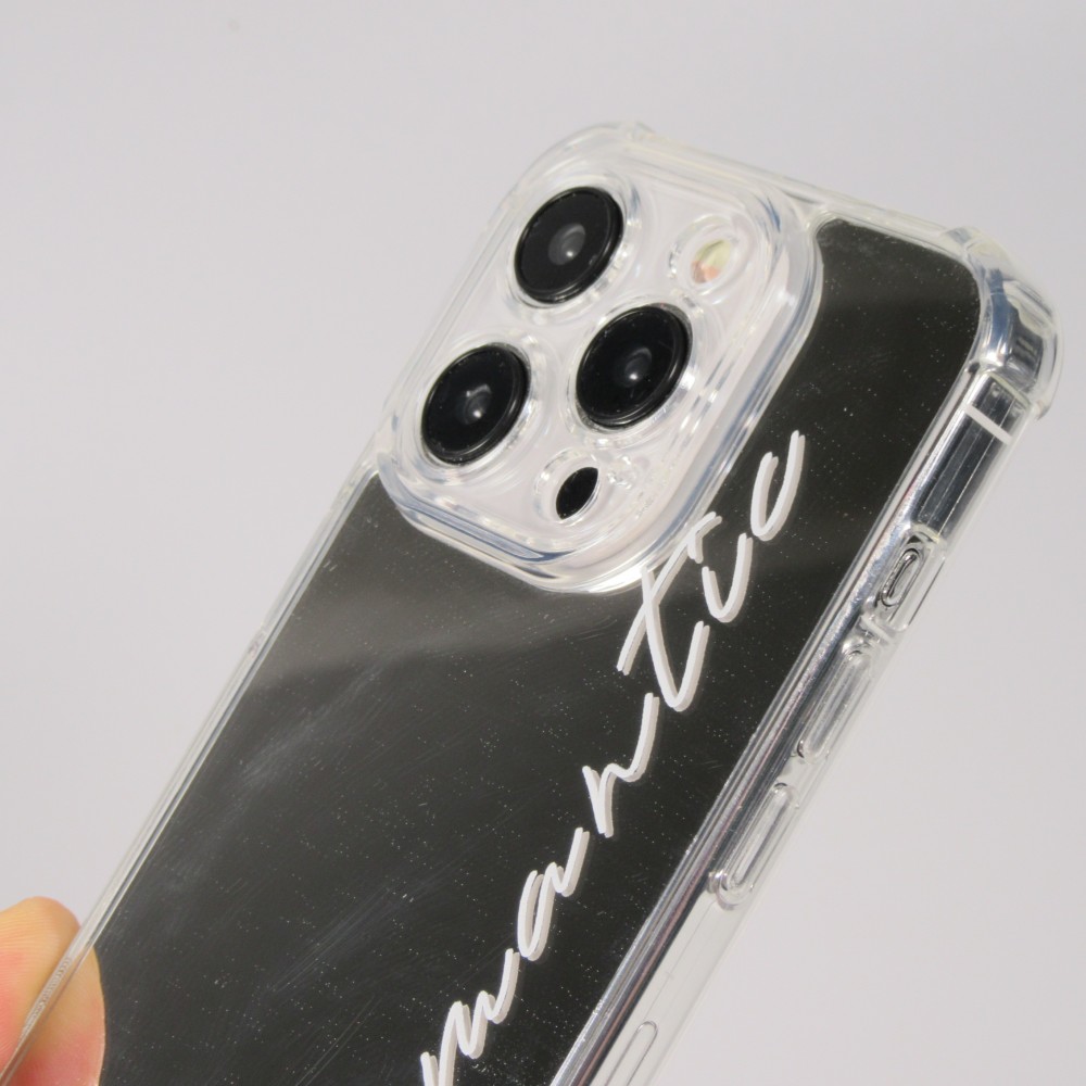 Coque iPhone 15 Pro Max - Silicone Miroir Romantic - Argent