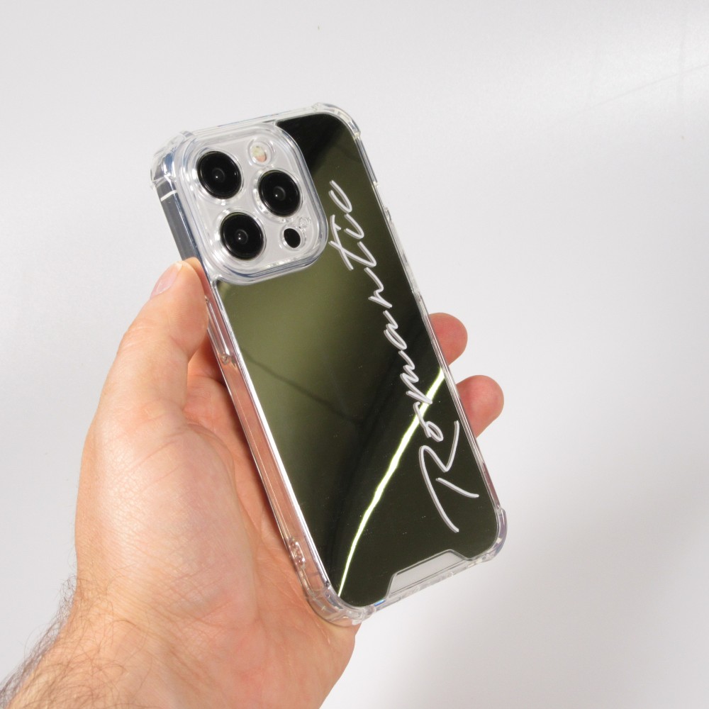 Coque iPhone 15 Pro Max - Silicone Miroir Romantic - Argent