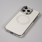 Coque iPhone 15 Pro - Silicone renforcé avec texture et anneau MagSafe - Blanc