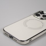 Coque iPhone 15 Pro - Silicone renforcé avec texture et anneau MagSafe - Blanc