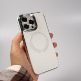 Coque iPhone 15 Pro - Silicone renforcé avec texture et anneau MagSafe - Blanc