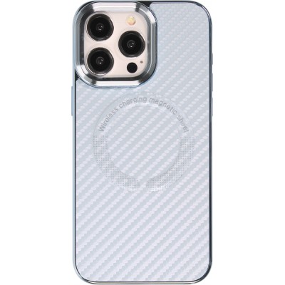 iPhone 15 Pro Max Case Hülle - Verstärktes Silikon mit Textur und MagSafe Ring - Blau