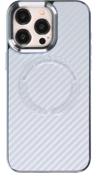 Coque iPhone 15 Pro Max - Silicone renforcé avec texture et anneau MagSafe - Bleu