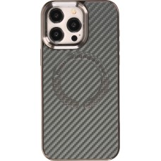 Coque iPhone 15 Pro - Silicone renforcé avec texture et anneau MagSafe - Gris