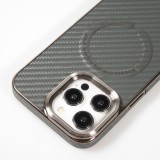 Coque iPhone 15 Pro - Silicone renforcé avec texture et anneau MagSafe - Gris