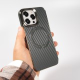 Coque iPhone 15 Pro - Silicone renforcé avec texture et anneau MagSafe - Gris