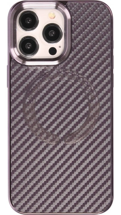 Coque iPhone 15 Pro - Silicone renforcé avec texture et anneau MagSafe - Violet