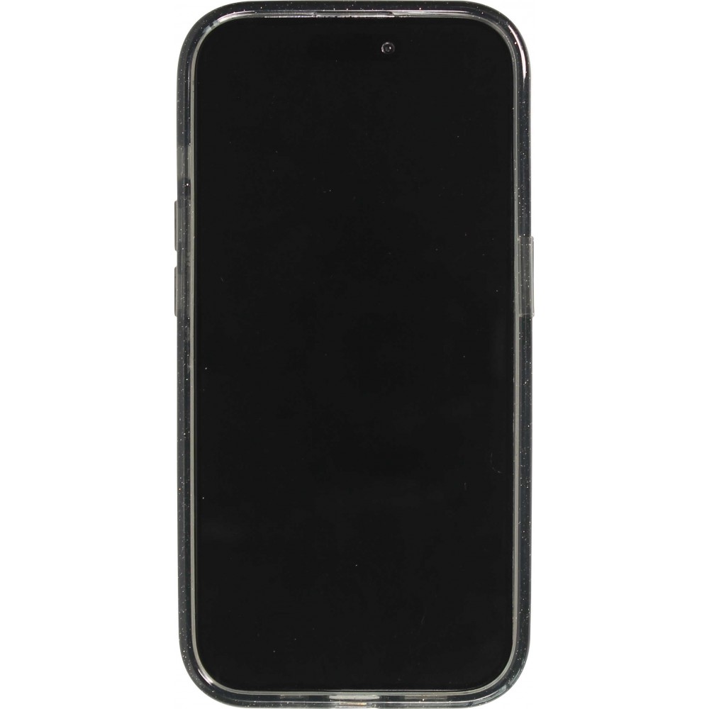 Coque iPhone 15 Pro Max - Silicone rigide avec dos paillettes et MagSafe - Noir