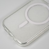 Coque iPhone 15 Pro Max - Silicone rigide avec dos paillettes et MagSafe - Transparent