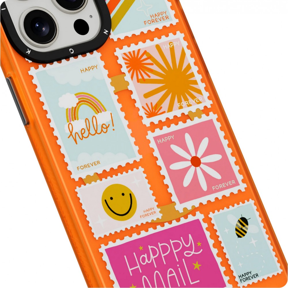 Coque iPhone 15 Pro Max - Youngkit @byhapppyal Positive Stickers Case avec Magsafe - Orange