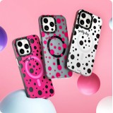 Coque iPhone 15 Pro Max - Youngkit Colorful Polka Dots Case avec Magsafe - Blanc