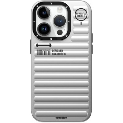 Coque iPhone 15 Pro Max - Youngkit True Color Luggage-Inspired avec MagSafe - Argent