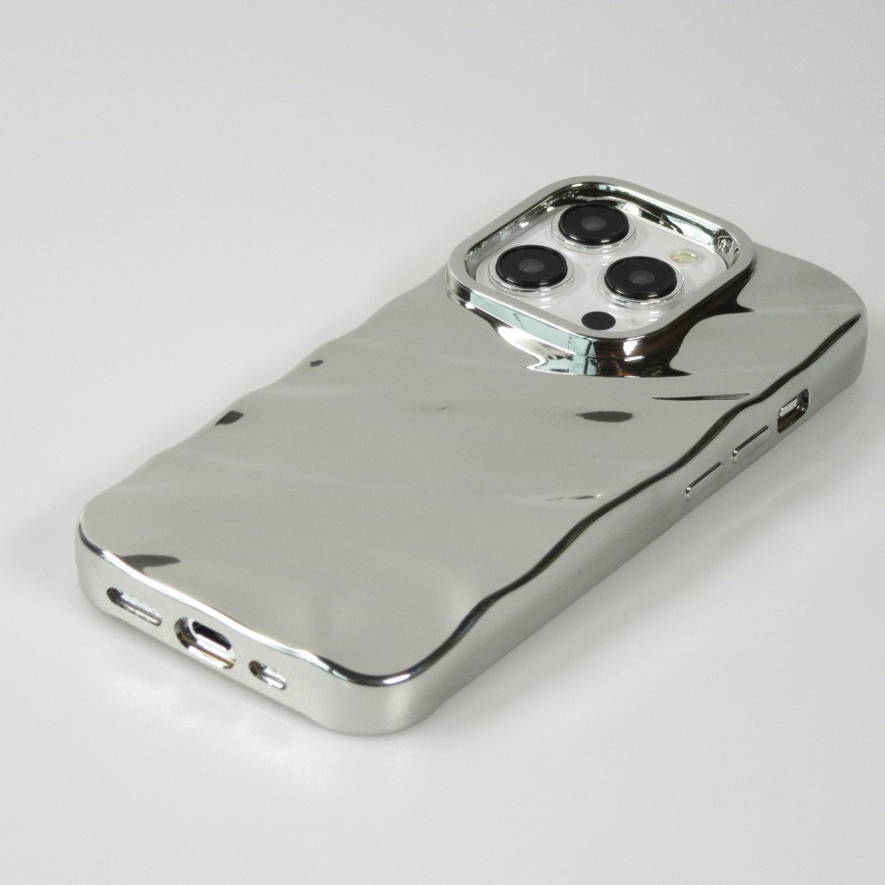 Coque iPhone 15 Pro Max - Silicone avec forme de vague 3D effet mirroir