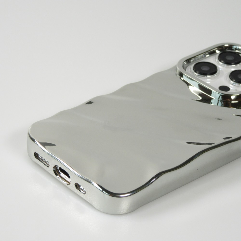 Coque iPhone 15 Pro Max - Silicone avec forme de vague 3D effet mirroir