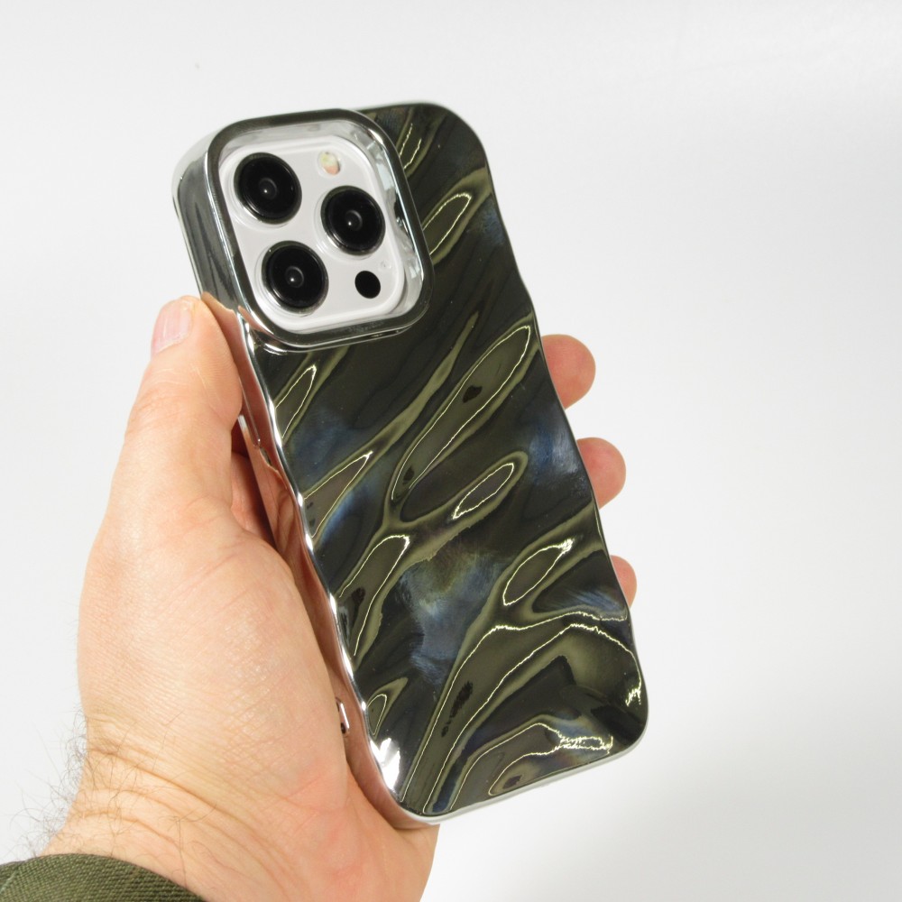Coque iPhone 15 Pro Max - Silicone avec forme de vague 3D effet mirroir