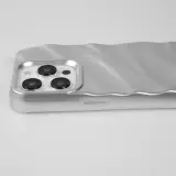 Coque iPhone 15 Pro Max - Silicone avec forme de vague 3D mat - Argent