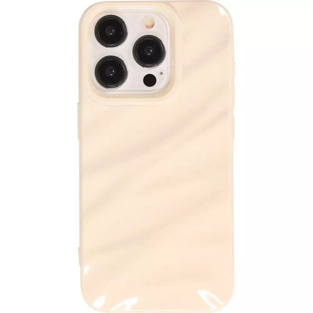 Coque iPhone 15 Pro Max - Silicone avec forme de vague 3D mat - Blanc