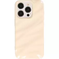 Coque iPhone 15 Pro Max - Silicone avec forme de vague 3D mat - Blanc