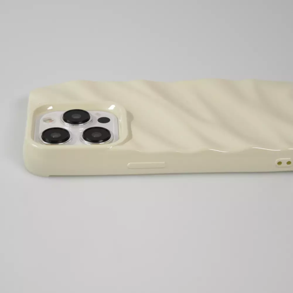 Coque iPhone 15 Pro Max - Silicone avec forme de vague 3D mat - Blanc