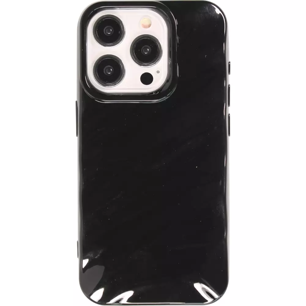 Coque iPhone 15 Pro Max - Silicone avec forme de vague 3D mat - Noir