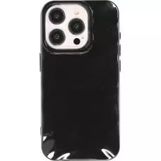 Coque iPhone 15 Pro Max - Silicone avec forme de vague 3D mat - Noir