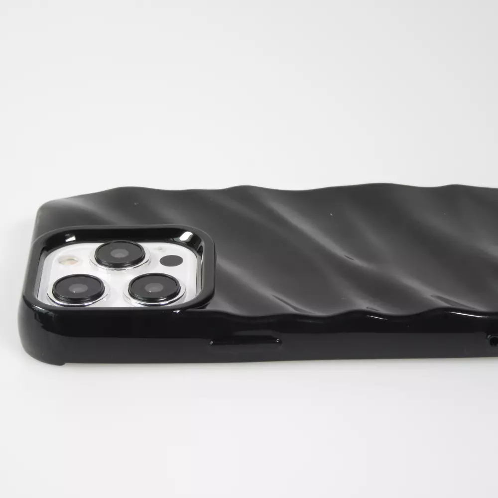 Coque iPhone 15 Pro Max - Silicone avec forme de vague 3D mat - Noir
