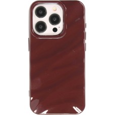 Coque iPhone 15 Pro Max - Silicone avec forme de vague 3D mat - Bordeaux