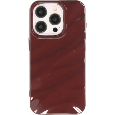 Coque iPhone 15 Pro Max - Silicone avec forme de vague 3D mat - Bordeaux
