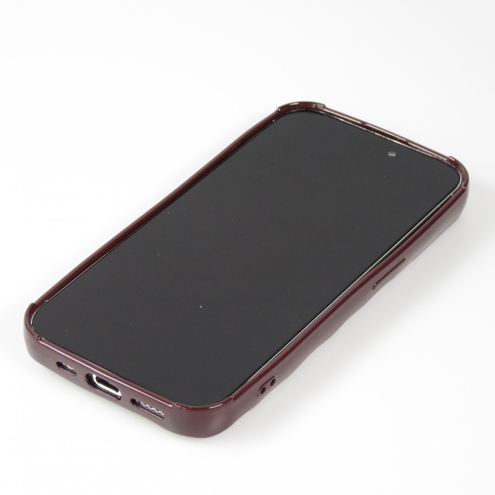 Coque iPhone 15 Pro Max - Silicone avec forme de vague 3D mat - Bordeaux
