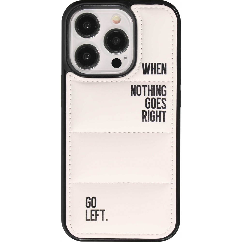 Coque iPhone 14 Pro Max - Silicone coussin 3D Go Left - Blanc