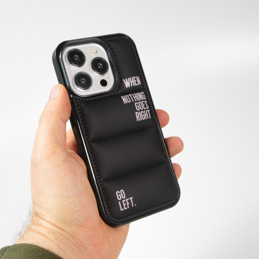 Coque iPhone 14 Pro Max - Silicone coussin 3D Go Left - Noir