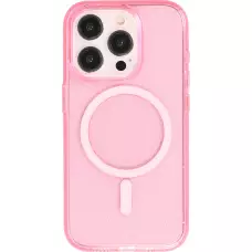 Coque iPhone 15 Pro - Silicone rigide avec dos paillettes et MagSafe - Rose