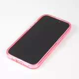 Coque iPhone 15 Pro - Silicone rigide avec dos paillettes et MagSafe - Rose