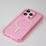 Coque iPhone 15 Pro - Silicone rigide avec dos paillettes et MagSafe - Rose