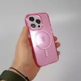 Coque iPhone 15 Pro - Silicone rigide avec dos paillettes et MagSafe - Rose