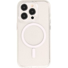 Coque iPhone 15 Pro - Silicone rigide avec dos paillettes et MagSafe - Transparent