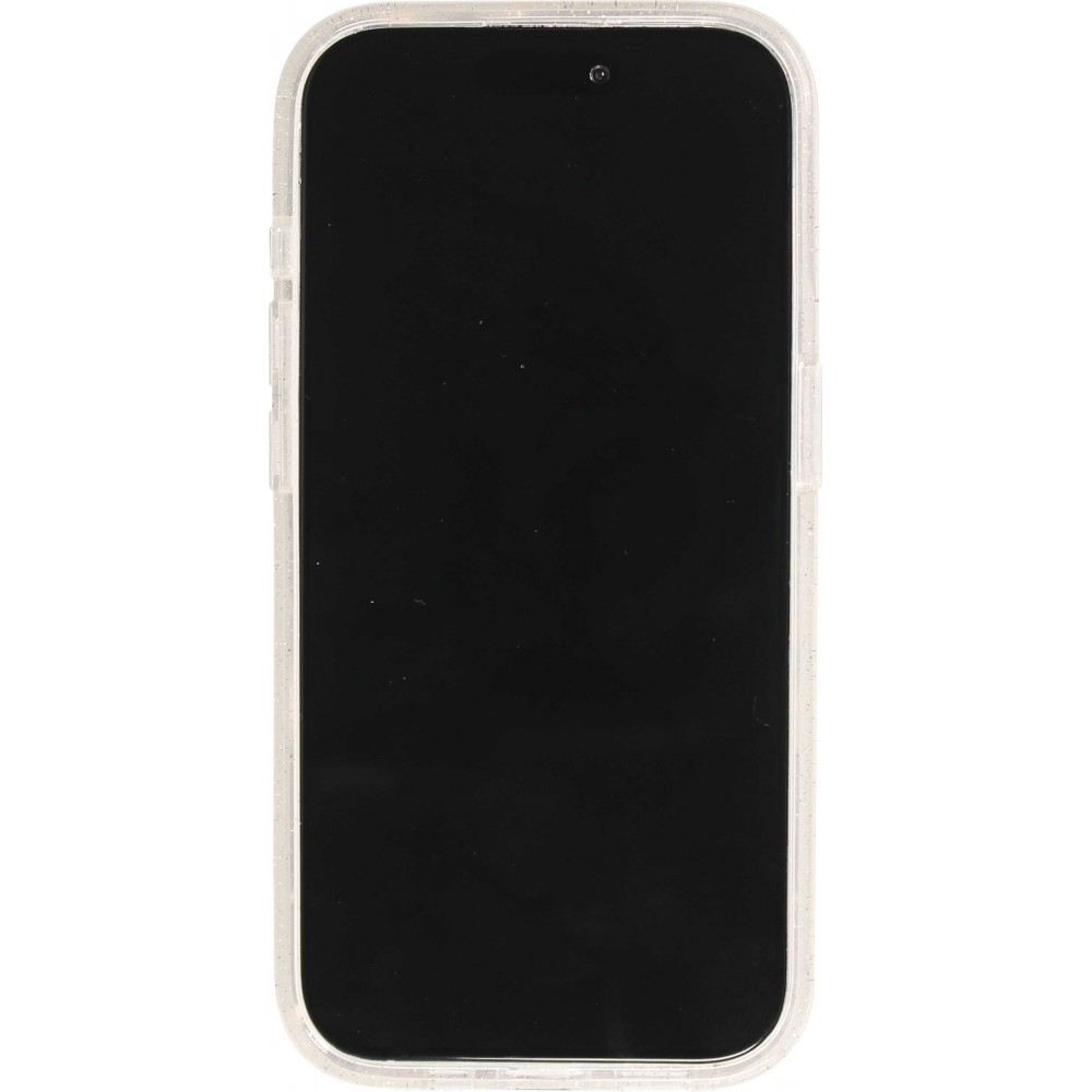 Coque iPhone 15 Pro - Silicone rigide avec dos paillettes et MagSafe - Transparent