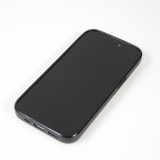 Coque iPhone 15 Pro - Silicone souple paillet&eacute; avec gemmes White Heart - Noir