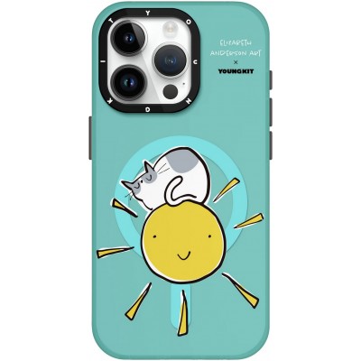 iPhone 15 Pro Case Hülle - Youngkit @Elizabeth Anderson Art Love Cat Case mit Magsafe  - Blau