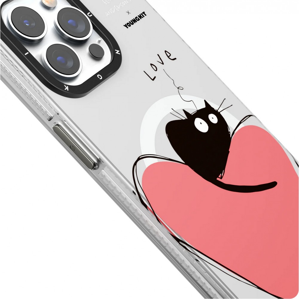 iPhone 15 Pro Case Hülle - Youngkit @Elizabeth Anderson Art Love Cat Case mit Magsafe  - Violett