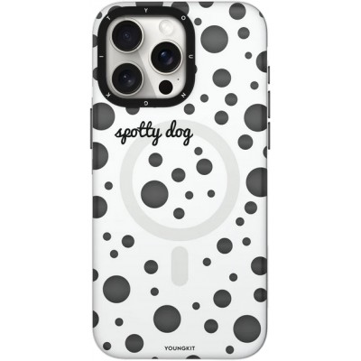 Coque iPhone 15 Pro - Youngkit Colorful Polka Dots Case avec Magsafe - Blanc