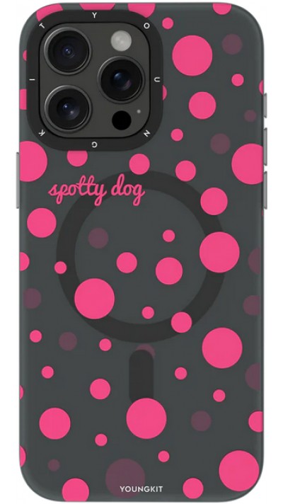 iPhone 15 Pro Case Hülle - Youngkit Colorful Polka Dots Case mit Magsafe - Schwarz