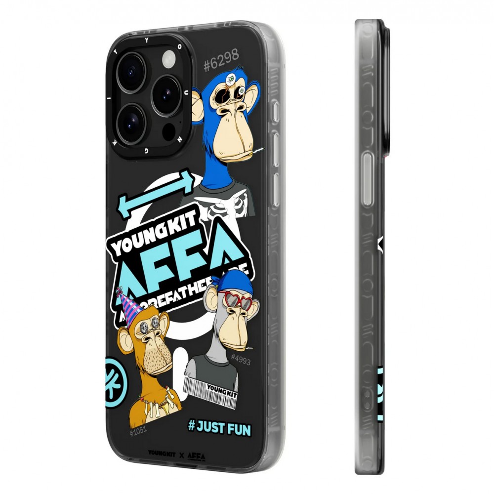 Coque iPhone 15 Pro - Youngkit Funny BoredApe (@BAYC) avec Magsafe - Noir